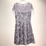 Alex Evenings  Gray‎ Lace Sequins Rosette Mesh Illusion Flare Party Dress Size 8 Photo 4