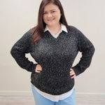 Liverpool Black & White Long Sleeve Two-Fer Collared Sweater - Size XL Photo 0