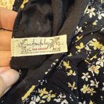 Free People  Dessa Bodysuit Sz Small Black Ditsy Floral Puff Sleeve Mesh Tie Back Photo 7