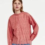 ZARA Pink Eyelet Lace Blouse Photo 0