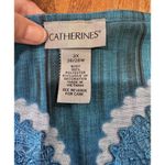 Catherines  Women’s Blue Abstract Zebra Embellished Blouse Sz 3X Boho Resortwear Photo 3