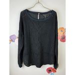 Free People Black Peplum Lace Sweater - Size - Small Photo 7