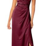 Morilee 21761 Silky Satin Slit Bridesmaid Dress Maxi Burgandy Red Size 6 Photo 0
