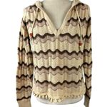 Heartloom New Elias Chevron Print Knit Sweater Hoodie Size Medium Crochet Beachy Photo 0