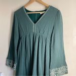 In Loom Boho Gauze Cotton Dress Teal Green Embroidered Tunic size L Size L Photo 7