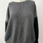 Vince  Colorblock Preppy Sweater L Classic Gray Navy Minimalist Academic Business Photo 0