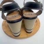 Clarks  Collection Zia Castle Black Leather Wedge Ankle Strap Sandal Women Sz 10M Photo 4