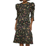 Black Halo NWT  Nadir Floral Cotton Midi Dress Black Size 4 Photo 2