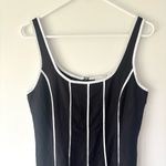 Loft Seamed Linen Blend Midi Dress Black White Preppy Feminine Chic Photo 3