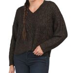 Band of Gypsies Band of The Free Lurex Oversized V-neck Cable Knit Sweater Size XS - Black - NWT Photo 0