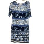 Eliza J ✨ Shift Sz 8 Dress Blue Floral Print Elbow Sleeve✨ Photo 4