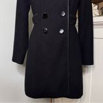 White House | Black Market  Wool Peacoat Winter Dress Coat with Leather Trim XS Photo 3