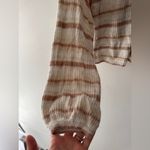 American Eagle  White Brown Striped Balloon Sleeve Cardigan Sweater Photo 3