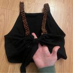 Urban Outfitters Black Wooden Boho Beaded Tie Back Crop Top Women’s Size Small Photo 8