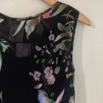Fuzzi Bouquet Floral Hummingbird Print Sleeveless Tulle Jersey Sheath Dress Black Size M Photo 3