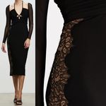 Self Portrait Self-Portrait Black Jersey Lace Cut Out Halter Midi Dress Photo 4