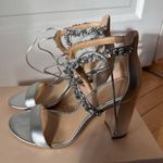 Badgley Mischka NWT  Silver Crystal Rhinestone Strappy Heels Sandals Bridal 7 Photo 2