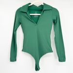 Klassy Network Womens V Neck Polo Long Sleeve Bramisuit Bodysuit Size S Emerald Photo 2