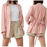 Free People Olivia Gingham Blazer in Pink Size Medium Photo 3