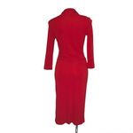 CASUAL CORNER Red Dress Tie Belt Fitted Stretch V Neck Size Medium VINTAGE Photo 1