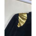 Juicy Couture Vtg  Y2K Velour Hoodie Track Jacket Black Full Zip‎ M Gold Sequins Photo 2