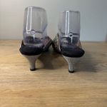 Joan Boyce Shies Silver Glitter Peep Toe Kitten Heel Slip Photo 4