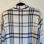 Bajee Collection  White & Navy Blue Plaid Soft Casual Button Down | M Photo 9