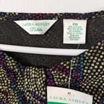 Laura Ashley Womens Shirt Size PM 3/4 Sleeve Black Red Purple Stretch Scoop Neck Photo 2