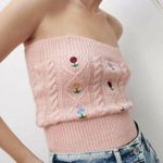 ZARA NWOT  embroidered floral tube knit top size S Photo 1