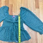 Miami Woman’s NWOT mi ami Polka Dot Green Blouse With Puff Sleeve Size S Photo 5