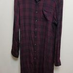 KAVU  Plaid Button-Up Long Dress Long Sleeve Size large Pocket Photo 0