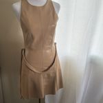 Alice + Olivia Leandra Vegan Leather Minidress, SZ 2, Almond color, BN,$395 Photo 12