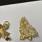 Lot Of 2 Brooch Pins Angel & Christmas Tree Jesus Is The Reason For The Season Gold Photo 1