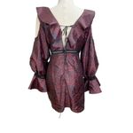 Beulah Red Black Stunning Runway Ruffle V-neck Dress Size L Photo 1