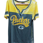 NFL Team Apparel Women’s Green Bay Packers  Split-Neck Tee – Size L Photo 0