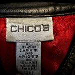 Chico's Leather Vest Full Zip Up Textured Faux Fur Patterned Lining Black 2 L Photo 1