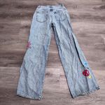PacSun  Baggy Jean 26 Painted Denim Paint Flower Rainbow Sun Eye Button Fly Photo 4