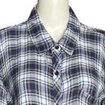 Duck & Weave Shirt Womens Large Blue Black Plaid Button Up‎ Flannel Camp Cabin Photo 3