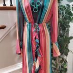 No Boundaries  Womens Multicolor Striped Plunging Neckline Long Maxi Dress Small Photo 11
