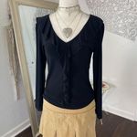 Early 2000's Whimsygoth Black Soft Ruffle Frilly Long sleeve Blouse Top S Size undefined Photo 4