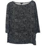 Talbots Women's MP Black White Print Top 3/4 Sleeve Round Neck Side Slits Career Photo 0