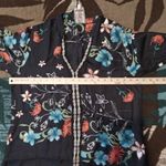 Johnny Was  Black Floral Blouse Tunic Silk Embroider Trim Vacation Resort Womens Photo 5