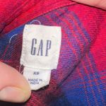 Gap pink & blue flannel cozy XS plaid tartan button down shirt Photo 2