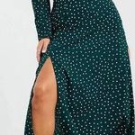 ASOS Green Polka Dot Square Neck Long Sleeve Midi Dress with Slit Size 10 Photo 0