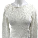 NEW Yellow The Label TIA White Textured Long Sleeve Pullover Crop Blouse Top S Photo 2