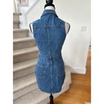 Coco & Shay Blue Denim Rhinestone Fringe Sleeveless Mini Western Shirt Dress Photo 2