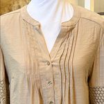 Anthropologie Figs & Flowers Woven Split V-Neck 3/4 Sleeve Peasant Blouse SZ M Photo 3