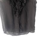 Twenty One Women's Size Medium Black Ruffle Dark Romantic Striped Sheer Blouse Photo 2