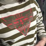 Vintage Code Nouveau Mock Neck Stripe Long Sleeve Crop Top Size Small Green Photo 5