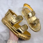 Giuseppe Zanotti NEW  Blabber Gummy Chrome Gold Leather Platform Dad Sandals 36 Photo 1